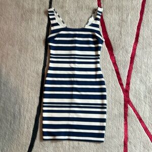 Aqua fitted striped dress, size M